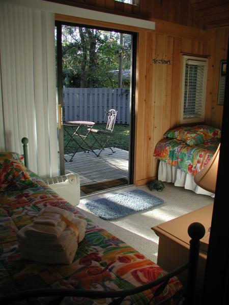 Twin beds inside 'Treehouse'
